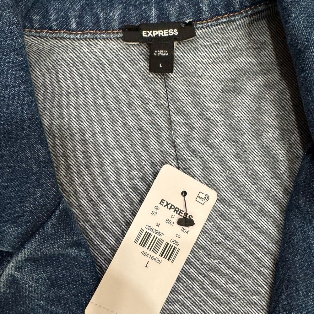 Express Blue Denim Shirt oversized size Large - Picture 4 of 4
